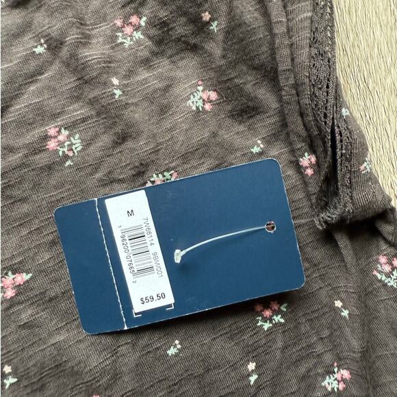 Lucky Brand Women's Peplum Floral Printed Top, Size Medium, Brown NWT - Picture 5 of 8